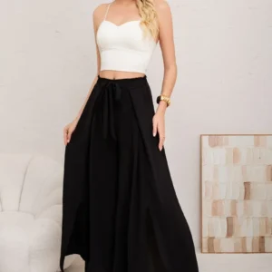 Pantalón Palazzo Mujer Tipo Falda. Tela Lino Liviana