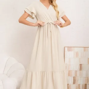Vestido Premium Largo Primavera Mujer. Con Mangas Y Lazo