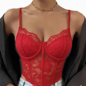 Corset Top Encaje Ajustable, Realza Busto Y Cintura. Sexy