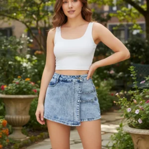 Mini Falda Short Jeans. Mujer Full Elasticada Tendencias