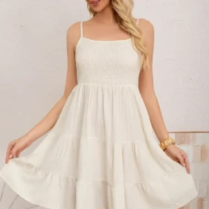 Vestido Corto Tirantes Mujer. Tela Crepe. Primavera Verano