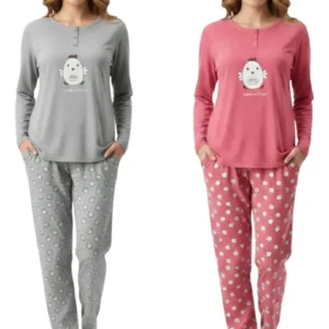 Pack 2 Pijama Mujer Manga Larga. Pantalón Y Polera. Oferta!