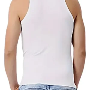 Camiseta Sin Manga Algodón, Negra, Gris Blanco. Adulto.