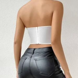 Corset Top Satinado Ajustable, Realza Busto Y Cintura. Sexy