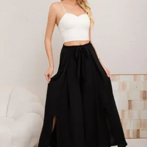 Pantalón Palazzo Mujer Tipo Falda. Tela Lino Liviana