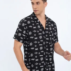 Camisa Hombre Casual, Diseño Adinkra. Tipo Playa Verano