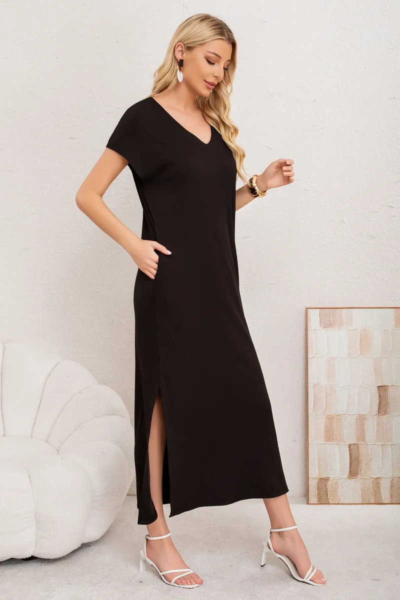D_NQ_NP_2X_871510-MLC96653399286_112025-F-vestido-largo-mujer-recto-con-escote-en-v-y-bolsillos