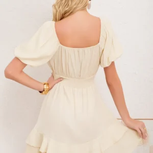 Vestido Corto Mujer. Escote En V Cruzado Y Manga Princesa