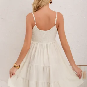 Vestido Corto Tirantes Mujer. Tela Crepe. Primavera Verano