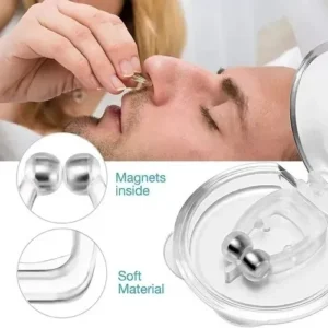 Pack 2 Clip Nasal Anti Ronquidos Silicona Magnético. Estuche