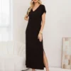 D_NQ_NP_2X_964970-MLC97108836507_112025-F-vestido-largo-mujer-recto-con-escote-en-v-y-bolsillos