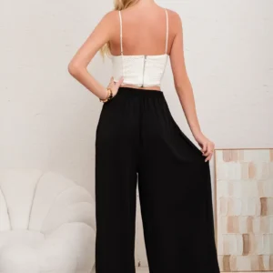 Pantalón Tipo Lino Mujer Calce Suelto Verano Primavera