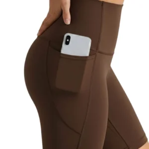 Calza Corta Mujer, Short Deportivo Tiro Alto, Bolsillos